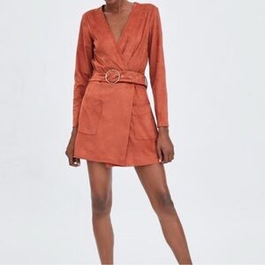 Elegant Rust Wrap Dress